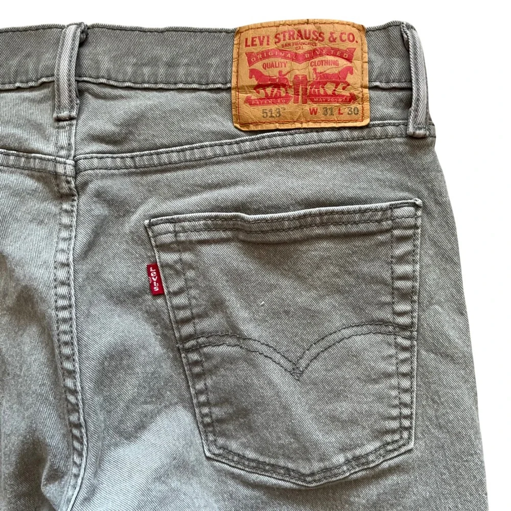 Levis 513 Slim Straight‎ Jeans Mens 31x30 Grey Denim PC9-08513-0338